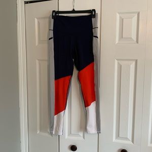 Champion leggings, navy gray red printed colorblock women’s active yoga pants M